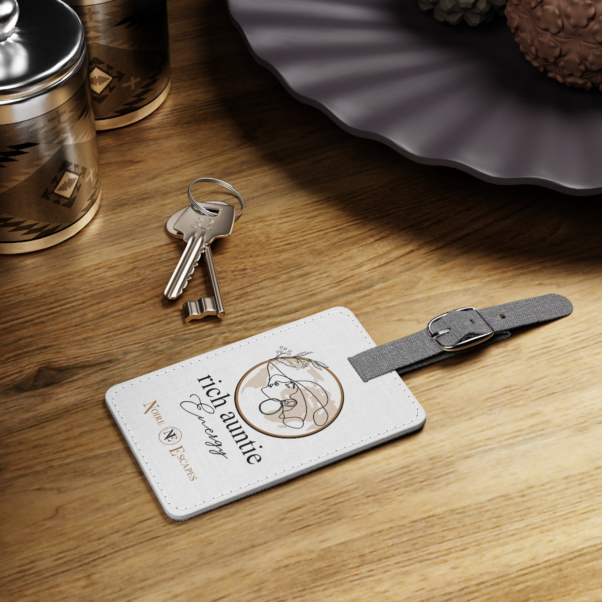 Rich Auntie Luggage Tag, (White)